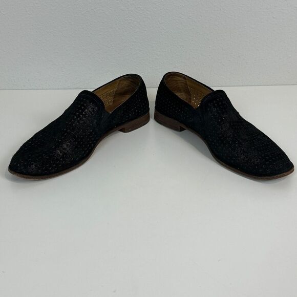Trask Ali Black Metallic Perforated Suede Loafer 9.5 - Picture 5 of 10